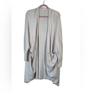 Mer Sea Beige Open Front Cardigan Sweater Womens L/XL Duster Long Beachy Casual